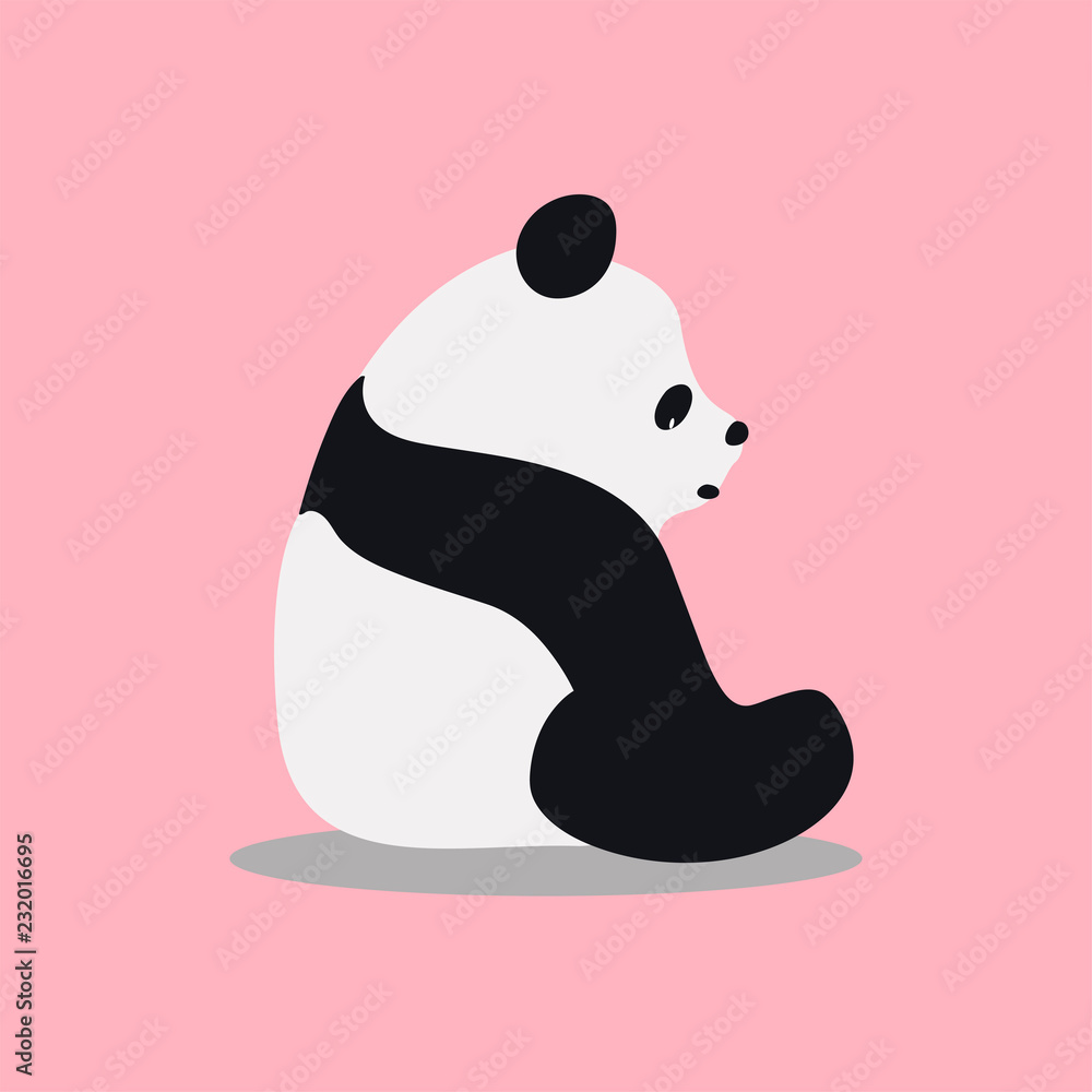 可爱的野生大熊猫卡通插图