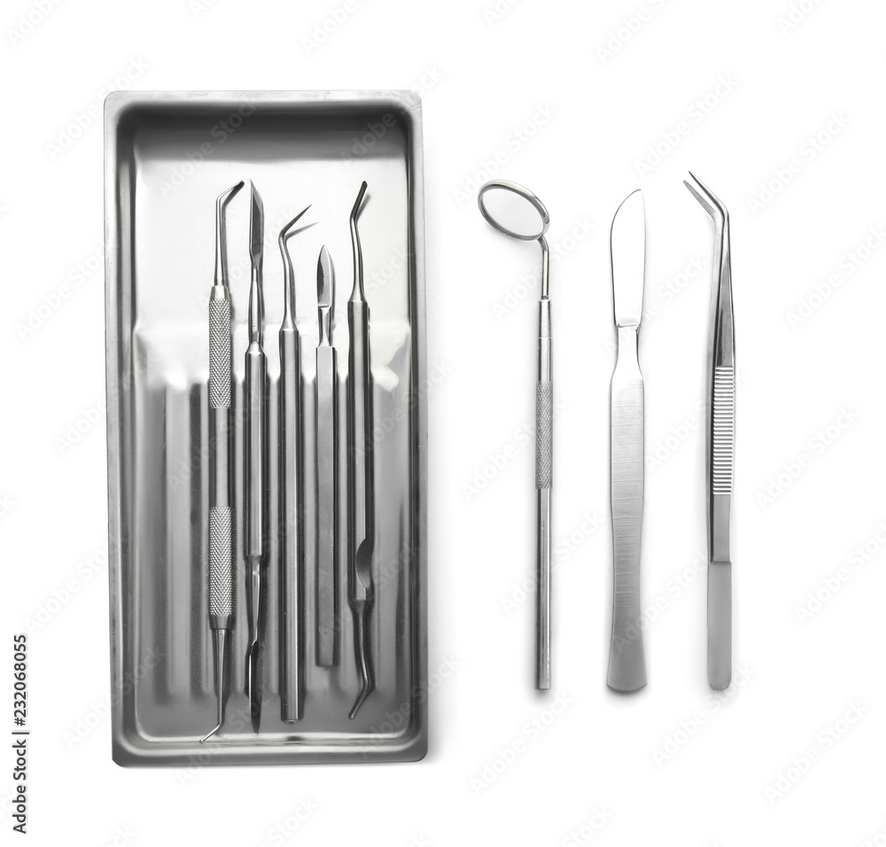 白底牙医工具