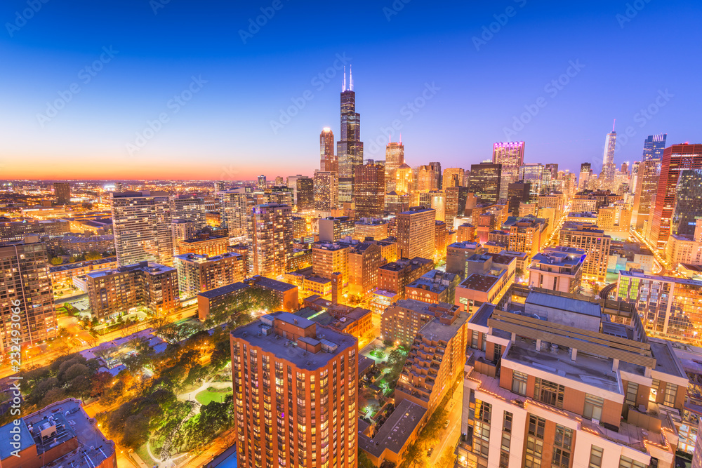 美国伊利诺伊州芝加哥天际线