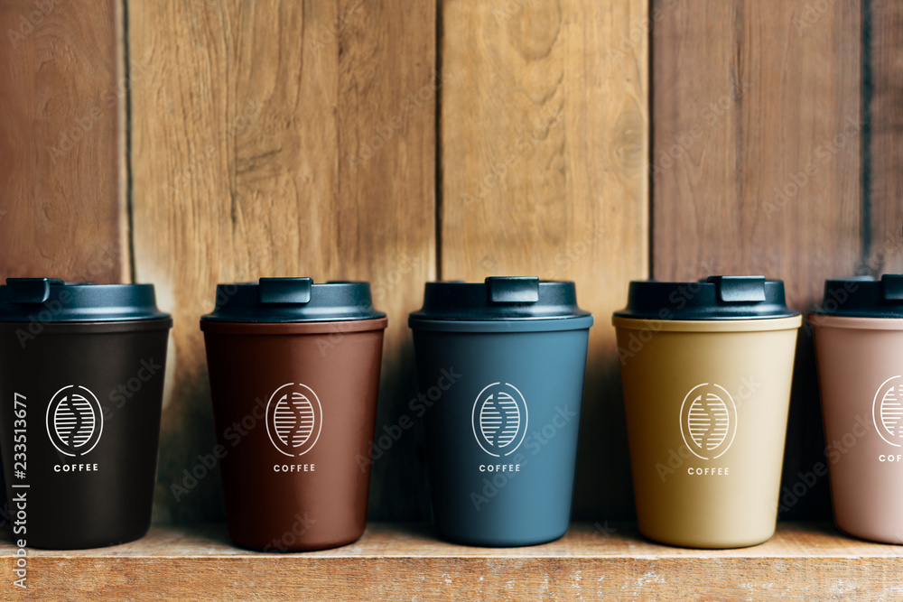 Choice of reusable coffee mug mockups