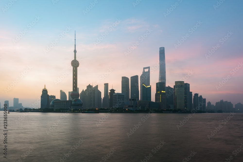 上海天际线城市景观，上海在陆家嘴金融商务区贸易区的景观