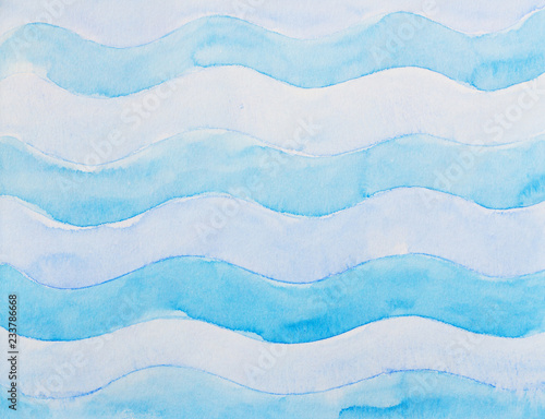 波浪画。蓝白条纹水彩画。条纹水彩画，设计元素。Ab
