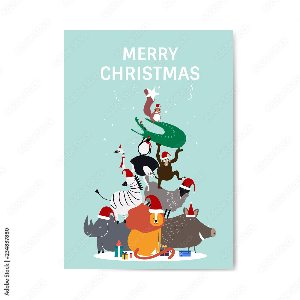 Merry Christmas postcard design vector