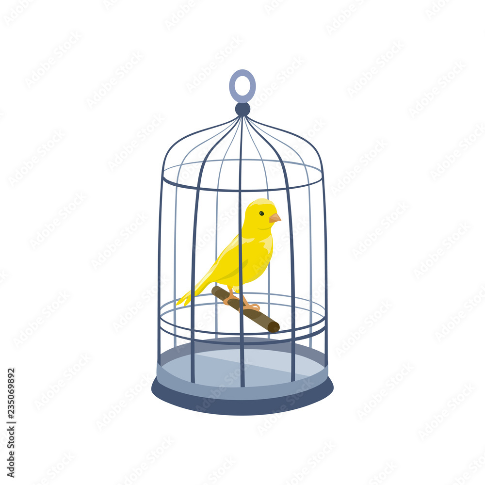笼子里的鸟的插图。老式笼子