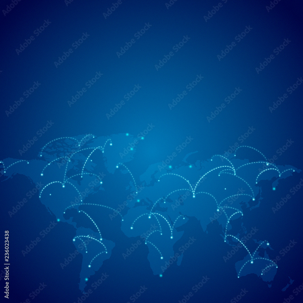 全球连接蓝色背景插图矢量