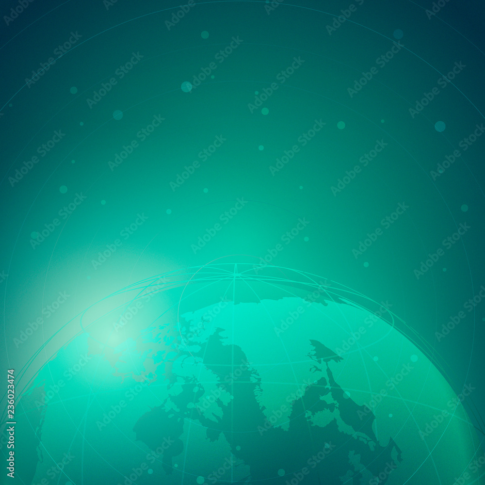 全球连接绿色背景插图矢量