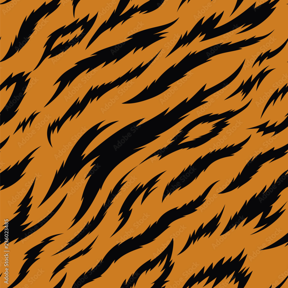 老虎条纹无缝矢量图案