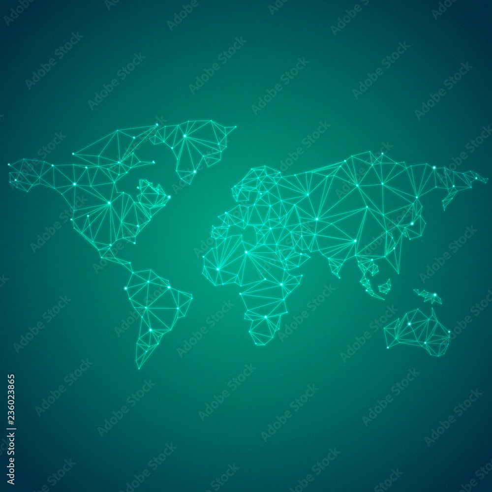全球连接绿色背景插图矢量