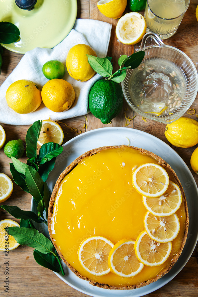 自制柠檬芝士蛋糕美食摄影食谱创意