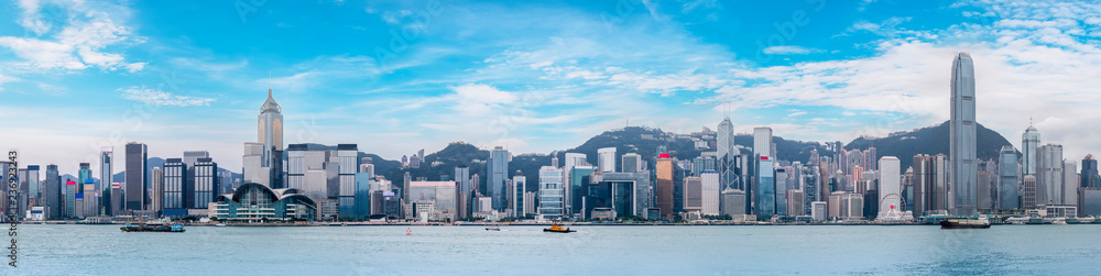 香港城市天际线与建筑景观……