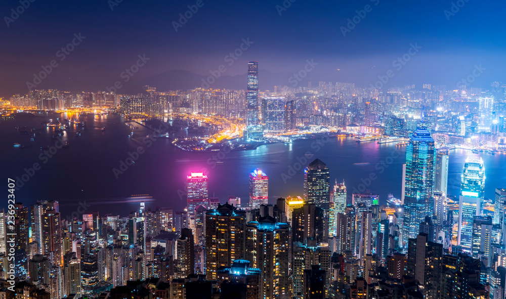 香港城市天际线与建筑景观..