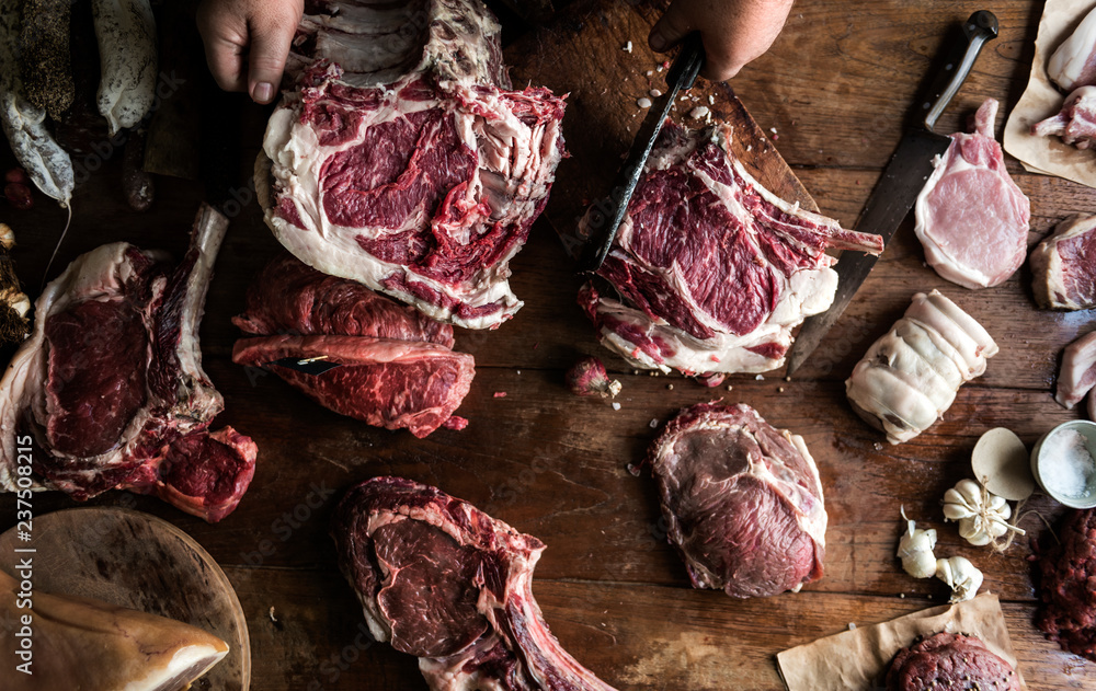 各种切牛肉食品摄影食谱创意