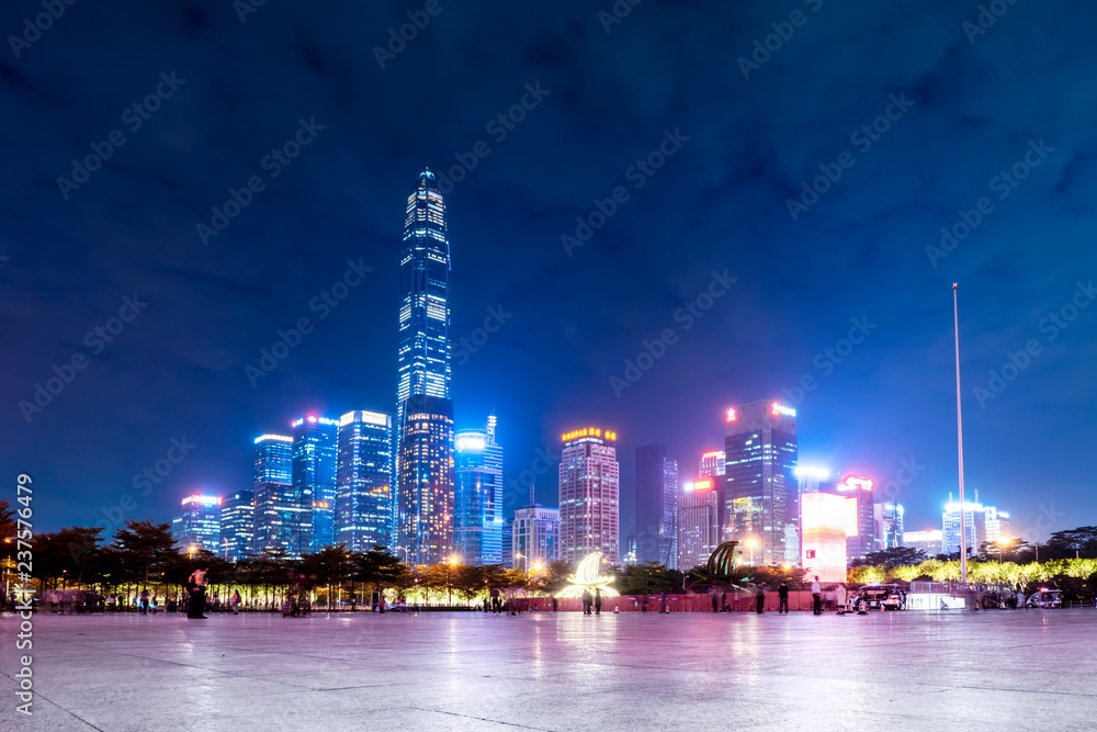 深圳城市天际线与建筑景观夜景……