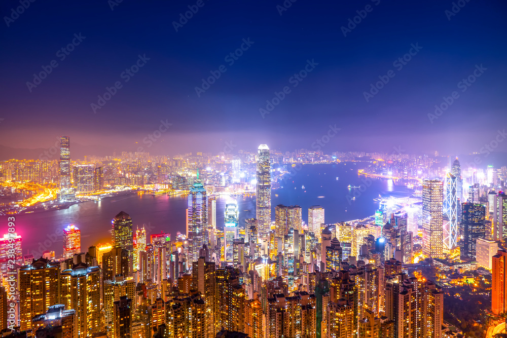 香港天际线与城市夜景