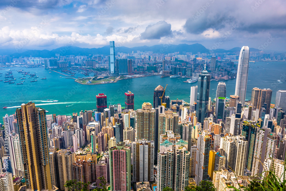 中国香港维多利亚峰天际线