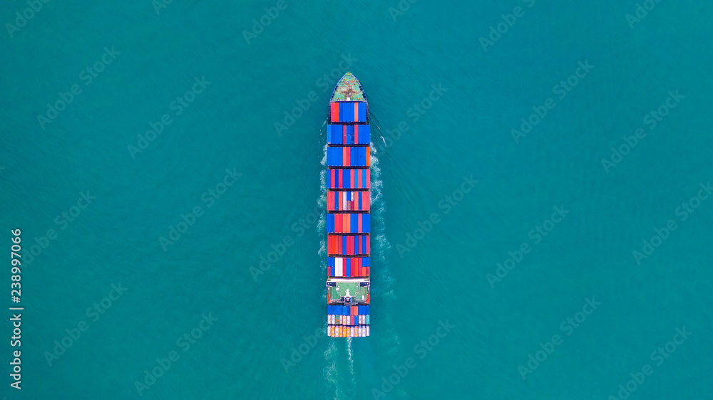 集装箱船运输进出口集装箱、商务物流和集装箱运输