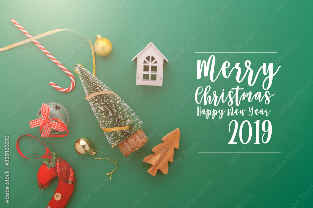 festive celebration background ideas concept with christmas eve holiday decorating items green color