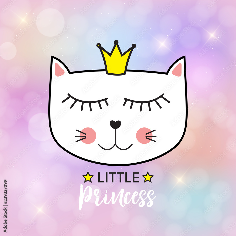 小可爱猫公主矢量插图