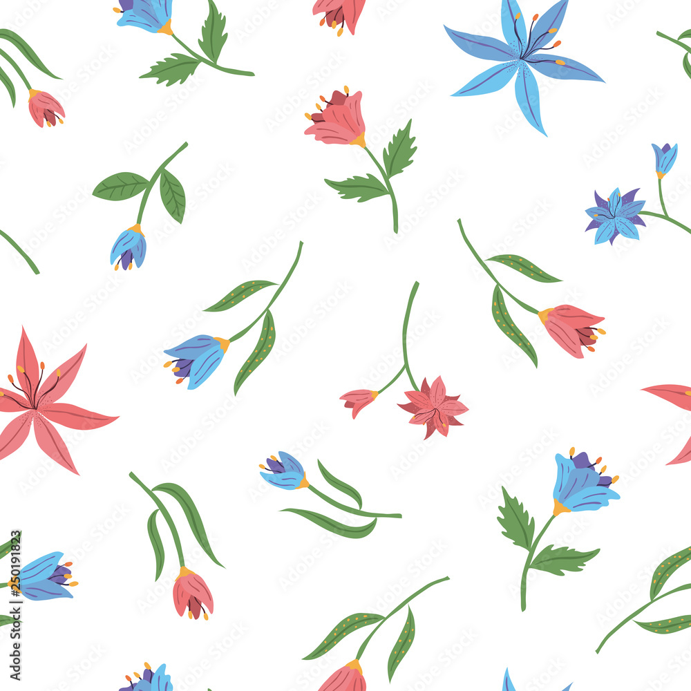 Spring flowers seamless pattern. Vector illustration