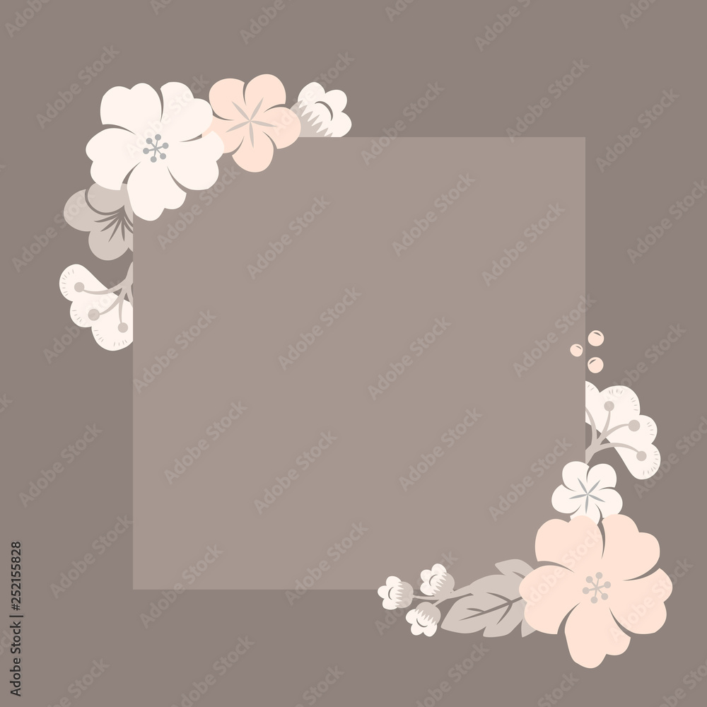 Japanese pastel flowers frame