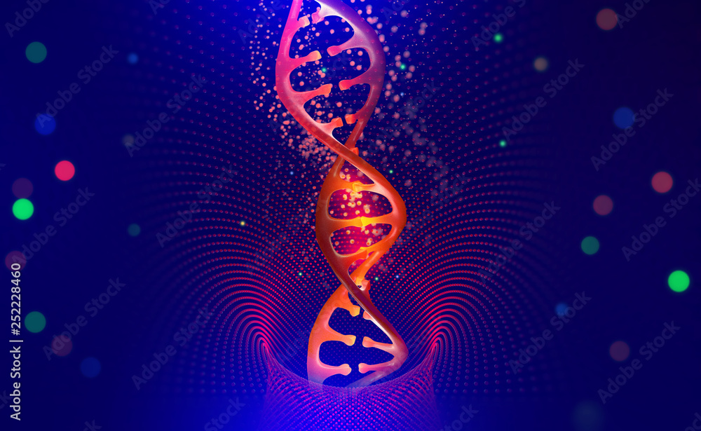 DNA helix. Hi Tech technology in the field of genetic engineering. Scientific breakthrough in human 