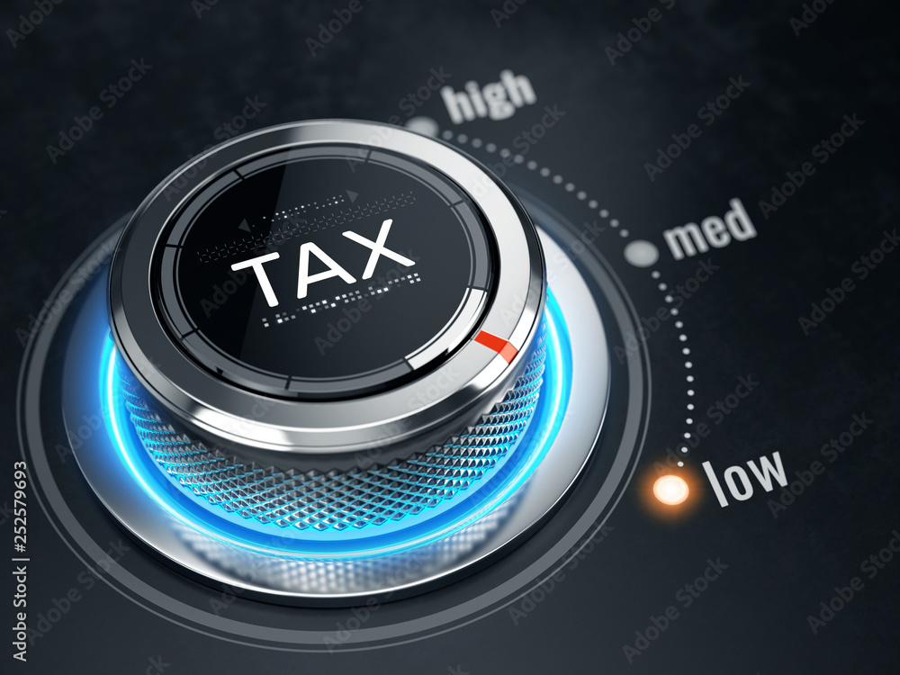 低税级概念-低位的税级控制按钮。3d渲染