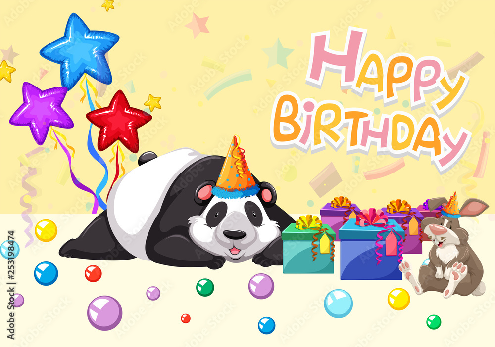 熊猫生日快乐卡