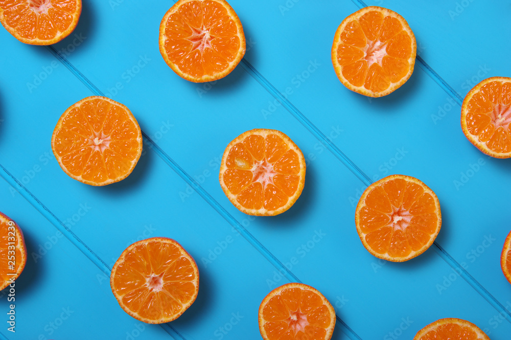 Oranges on wood  background
