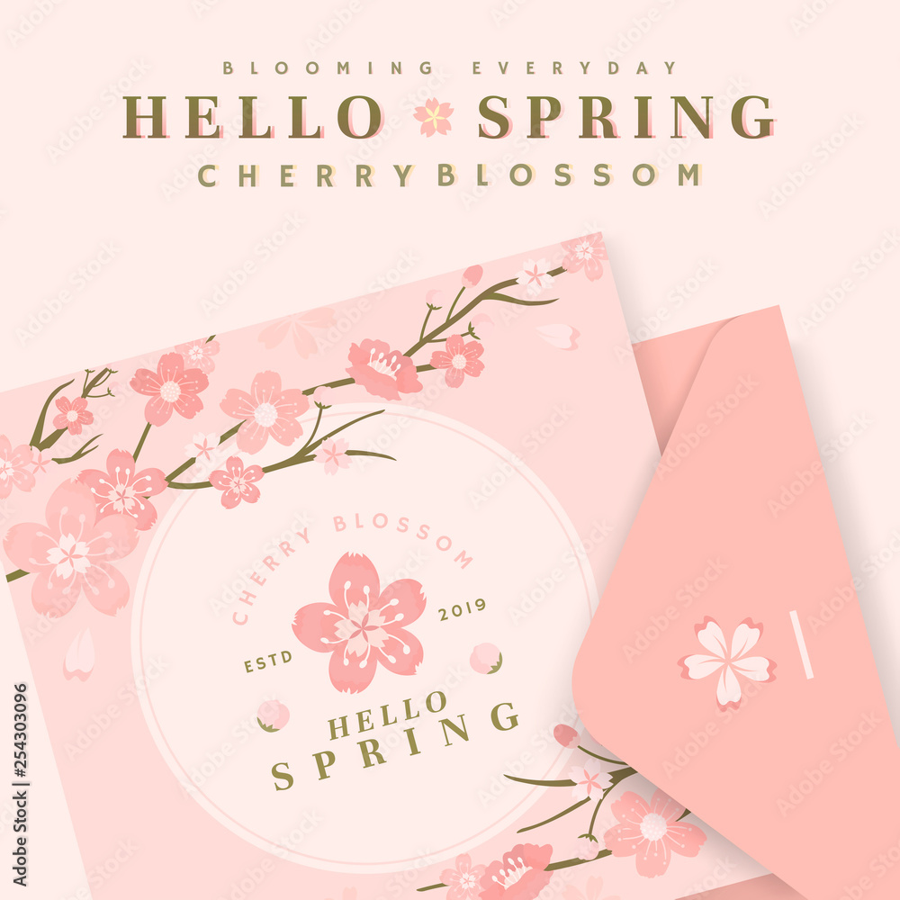 Cherry blossom card illustrations