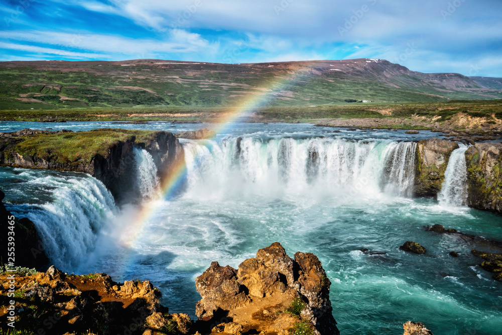 The Godafoss (Icelandic: waterfall of the gods) is a famous waterfall in Iceland. The breathtaking l