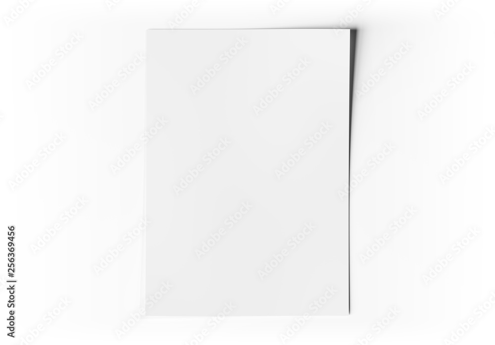 A4 blank paper sheet mockup on white 3D rendering