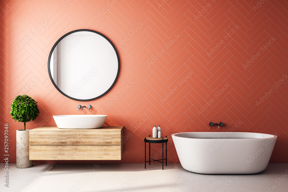 Modern orange bathroom interior