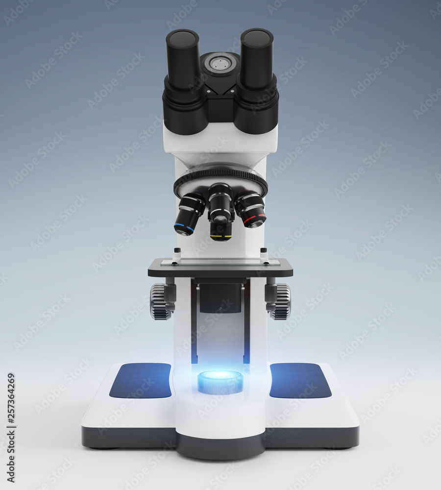 Modern digital microscope 3D rendering