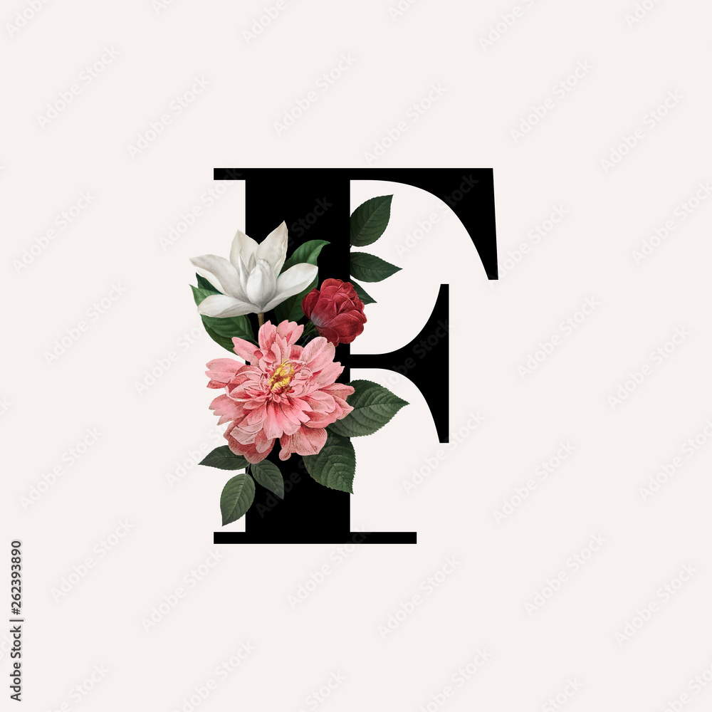 花卉字母F字体