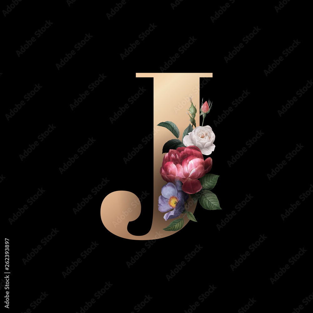 花卉字母J字体