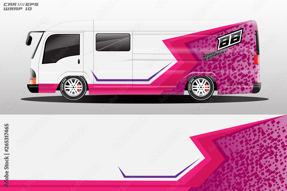 Van decal cargo and car wrap vector, truck, bus, racing, service car, auto designs . Graphic abstrac