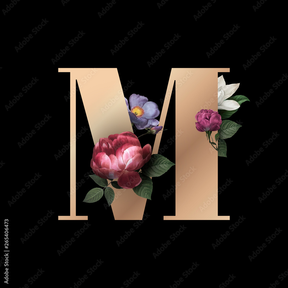 花卉字母M字体