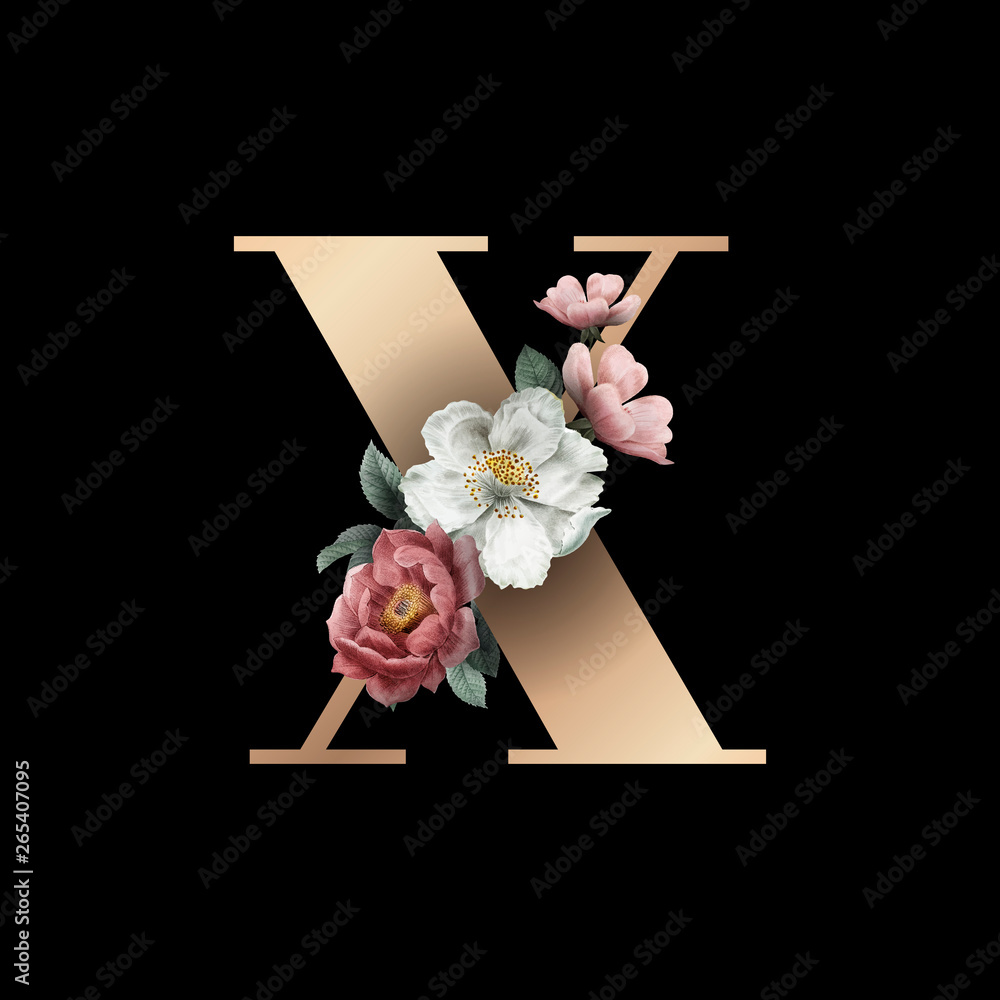 花卉字母X字体