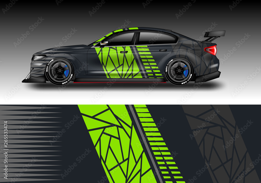 Livery decal car vector , supercar, rally, drift . Graphic abstract stripe racing background . File 