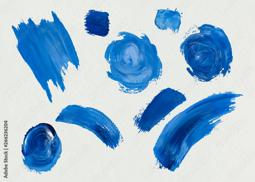 蓝色丙烯酸油漆画笔笔划