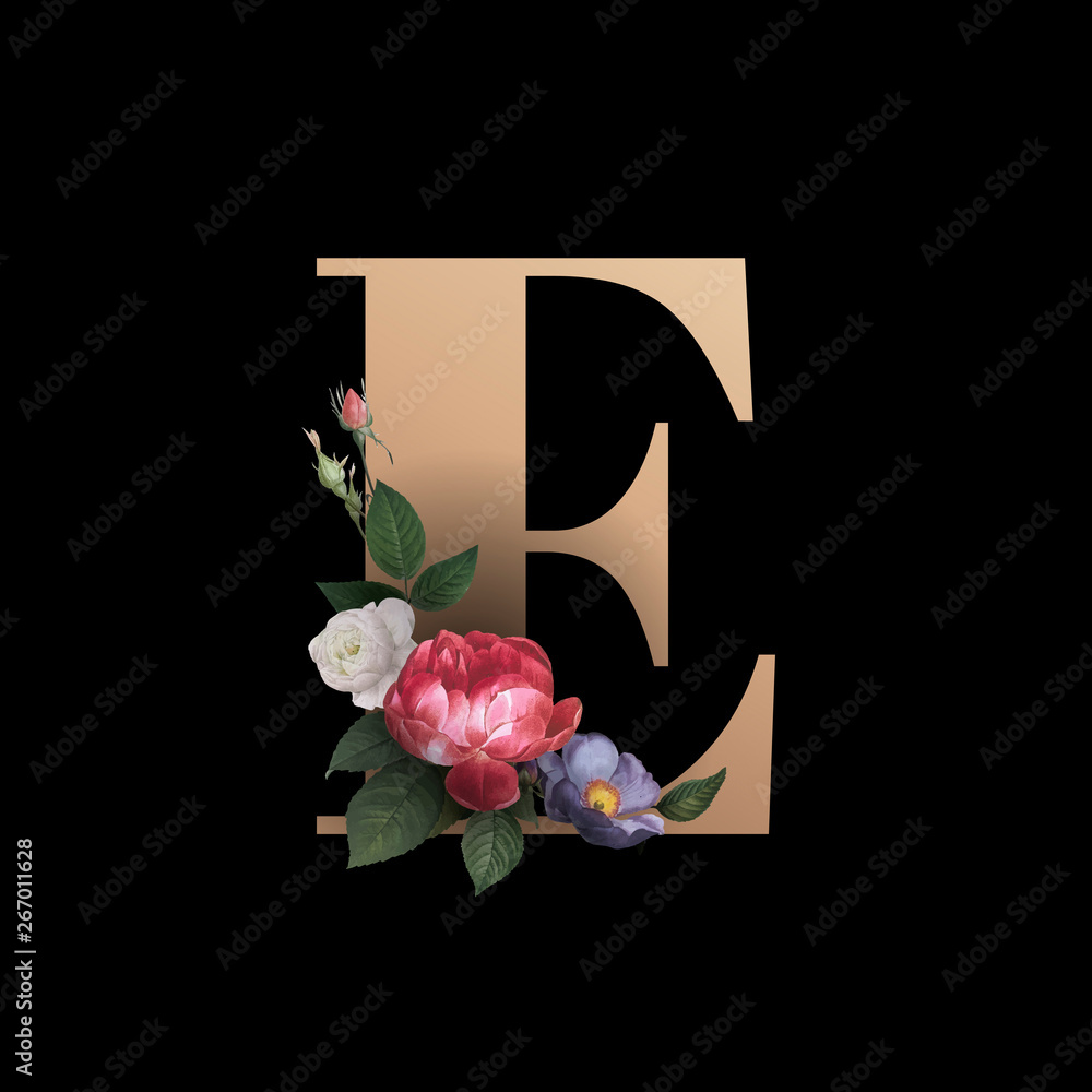 花卉字母E字体