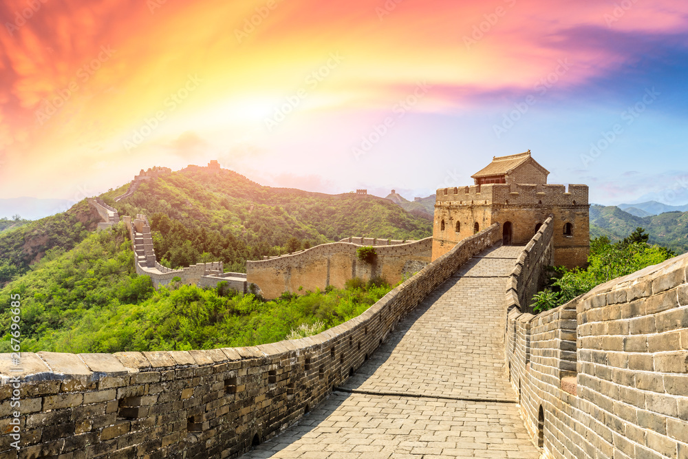 The Great Wall of China at sunset,Jinshanling