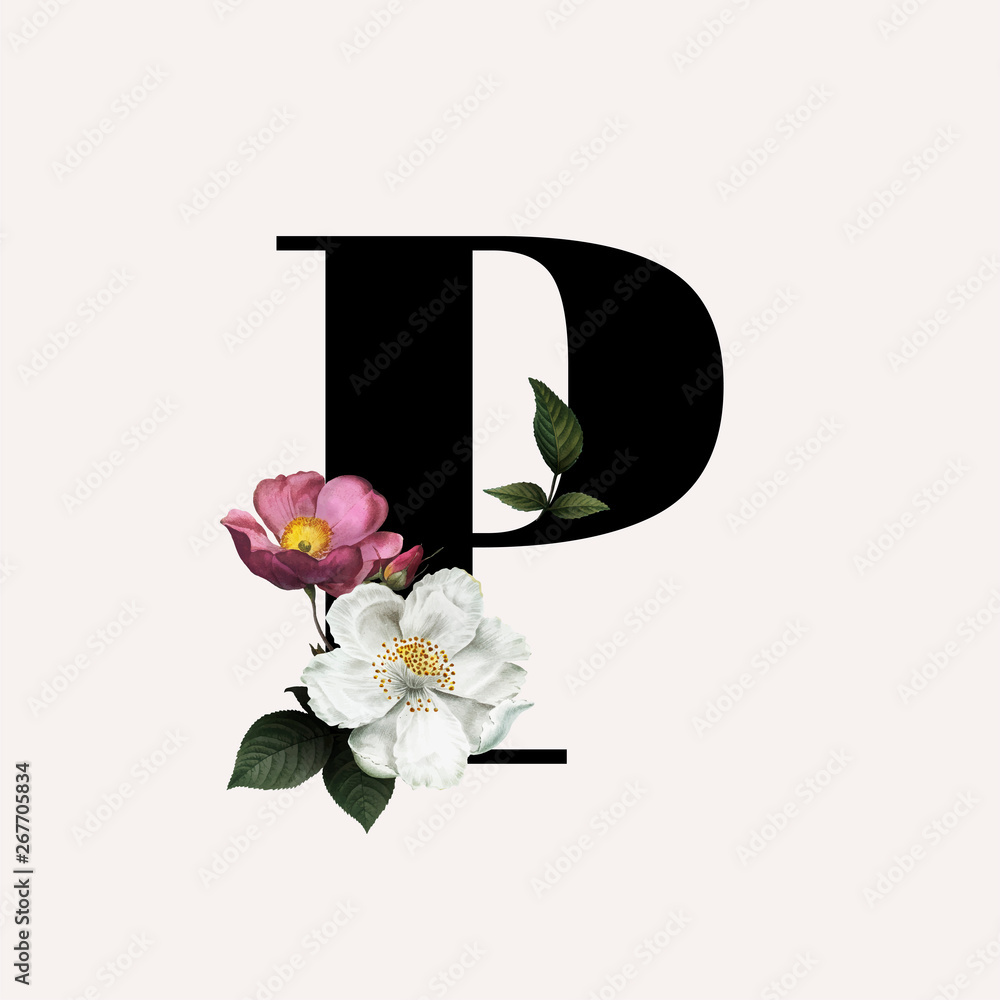 花卉字母P字体