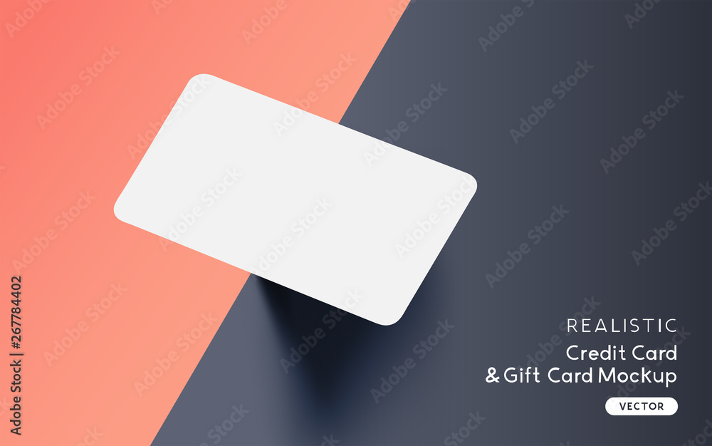 带有矢量阴影效果的品牌标识空白信用卡/礼品卡/名片实物模型模板设计
