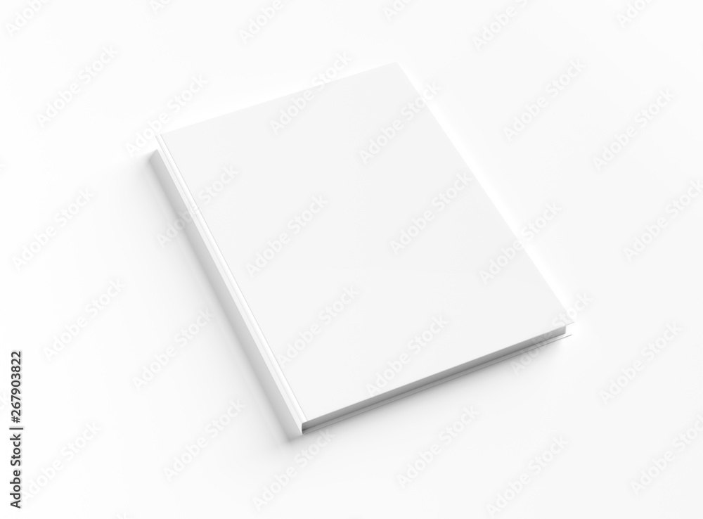 白色3D渲染的空白精装书实物模型