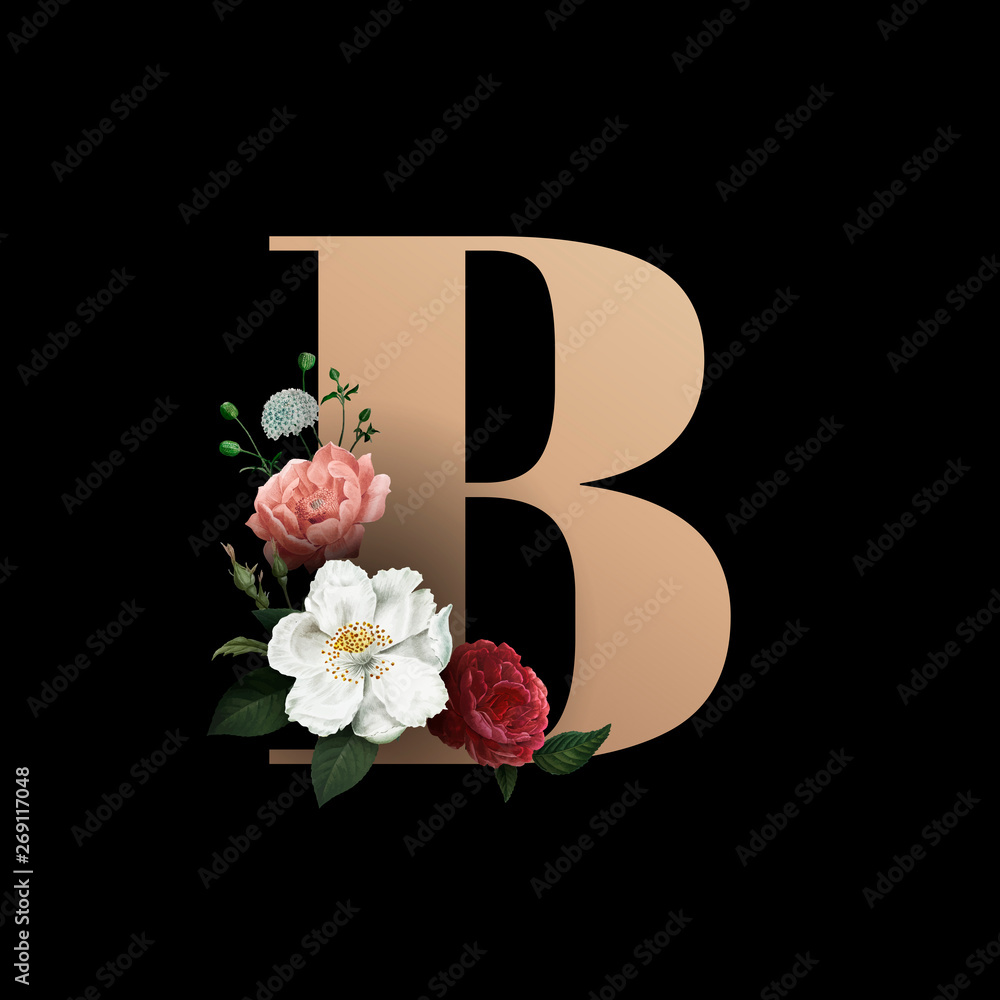 Floral letter B font