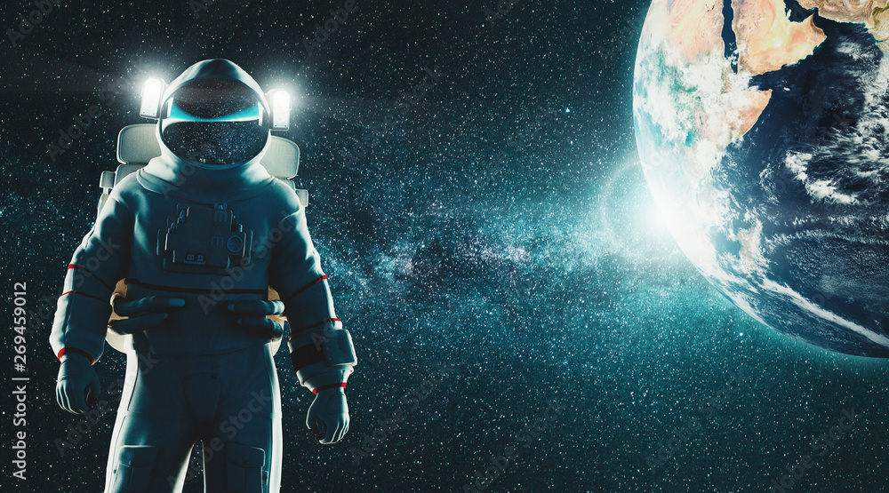Astronaut, explore the space, 3d rendering