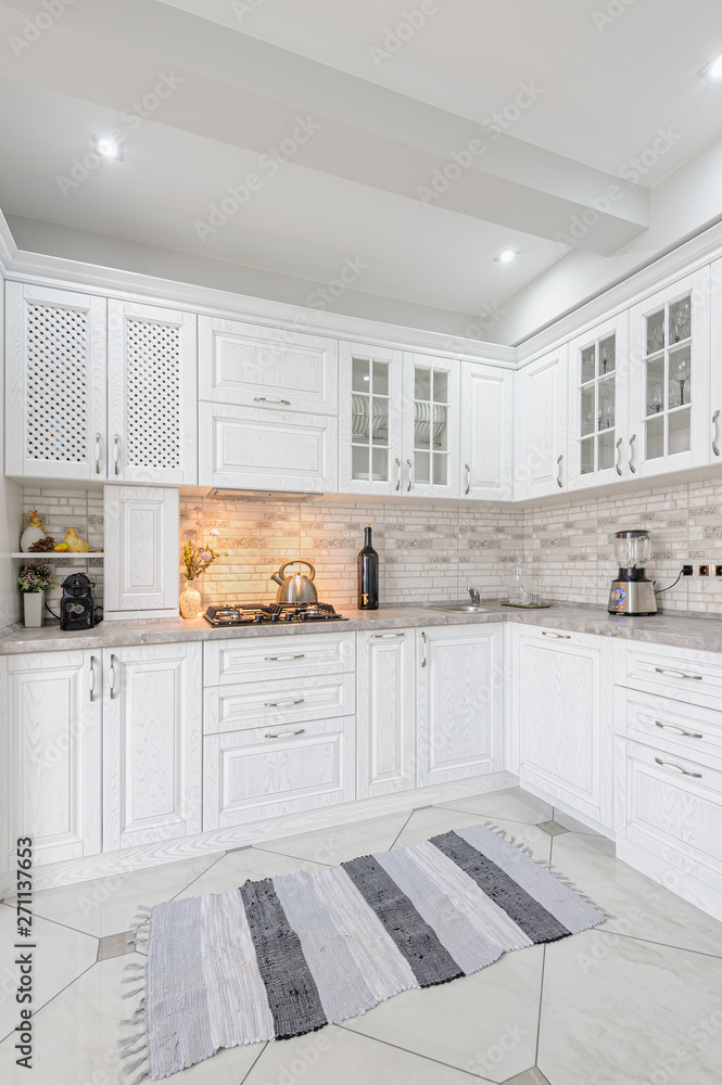 modern white wooden kitchen interior