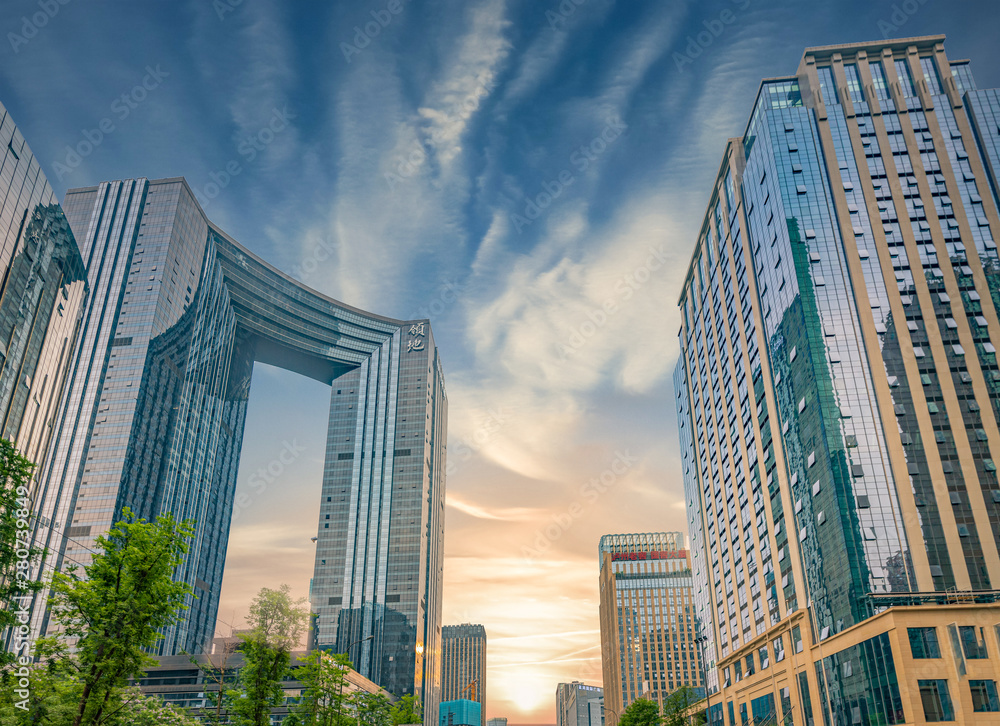 中国四川省成都市的商业建筑和房地产