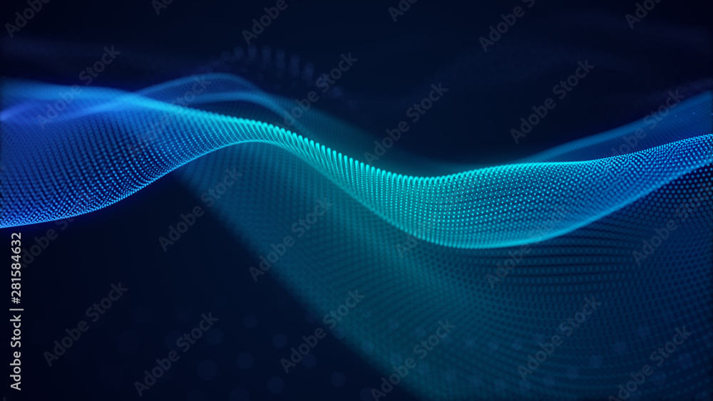 美丽的抽象波浪技术背景配蓝光数字效果企业理念